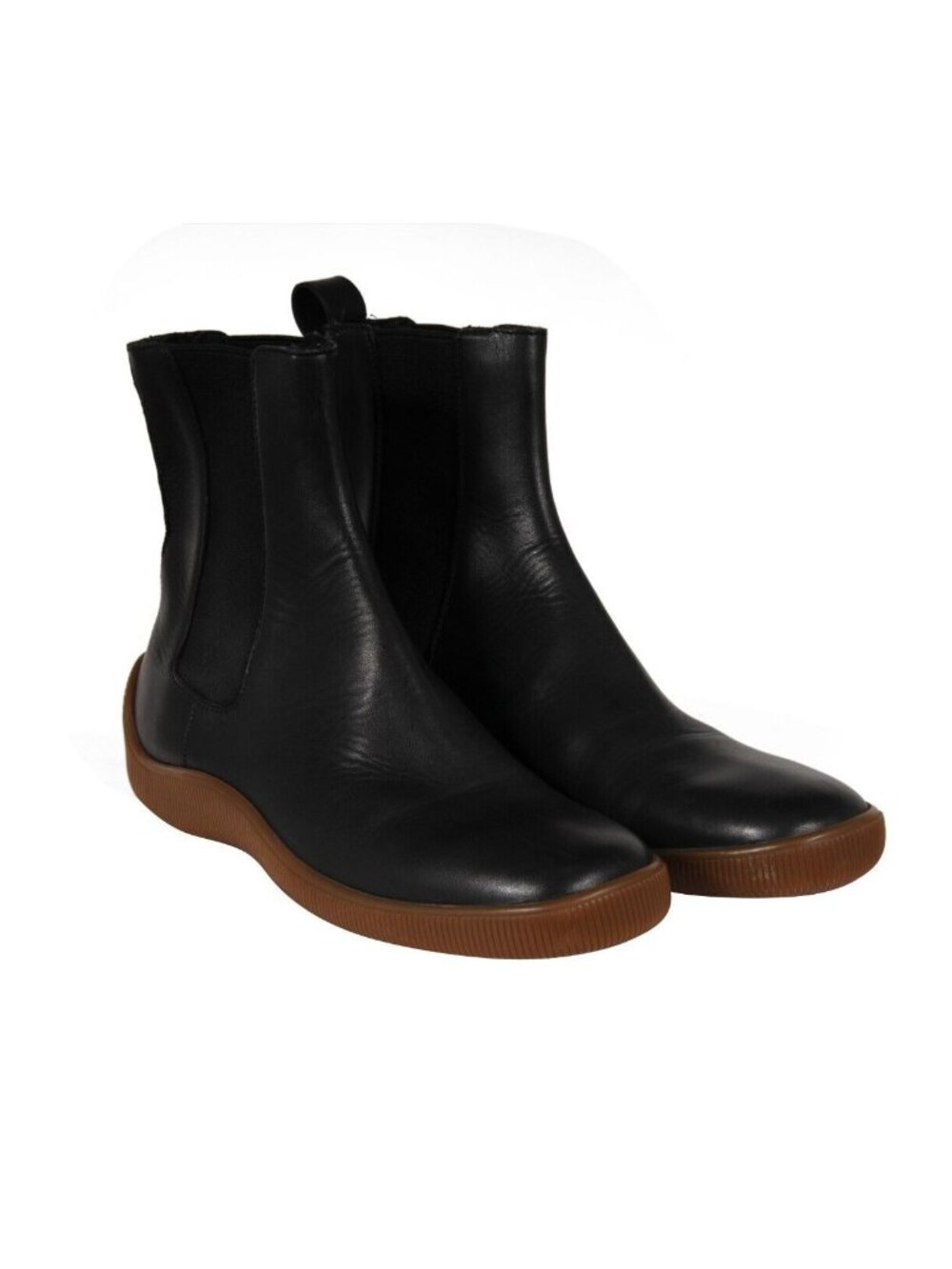 Gucci Rubber Sole Chelsea Boots Size US8 EU38 Black Leather Brown Vintage Puddle